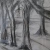 The road less travelled III. Charcoal on paper.